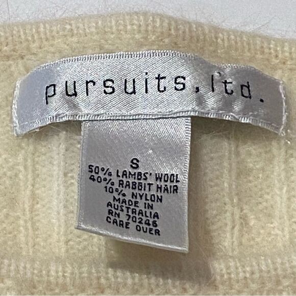 pursuits, ltd. Lambs Wool/Rabbits Fur Blend Cable Knit Sweater Women's Size S - Picture 3 of 11